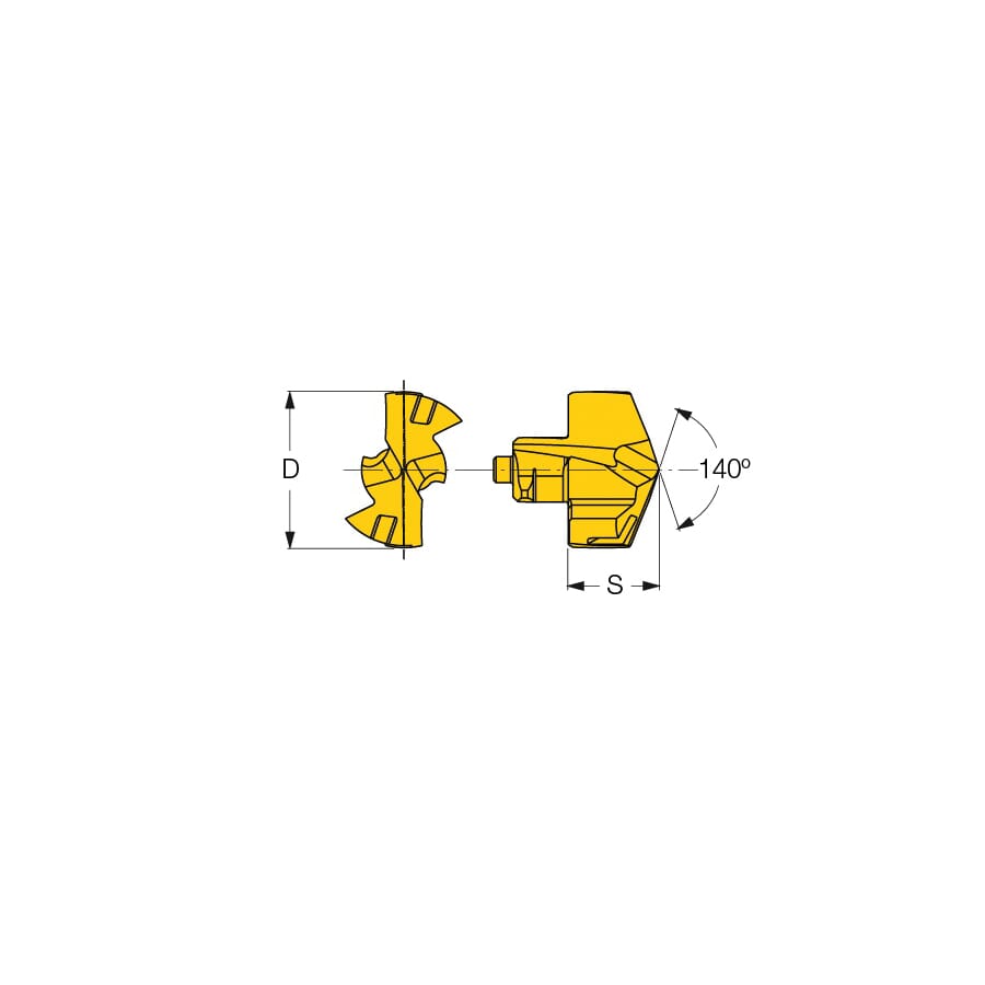 Iscar 5506748 SUMOCHAM Exchangeable Drill Head, ANSI Code: ICK 0394 IC908, 0.394 in Dia, PVD-TiAlN Coated, #10 Insert Seat, 140 deg Included, For Use With DCN R-3D, DCN R-1.5D, DCN A-5D, DCNS-5D Indexable Head Drill and MNCNT-T2 Modular Shank GunDril